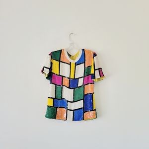 Modi Colorblock Sequin Top S
